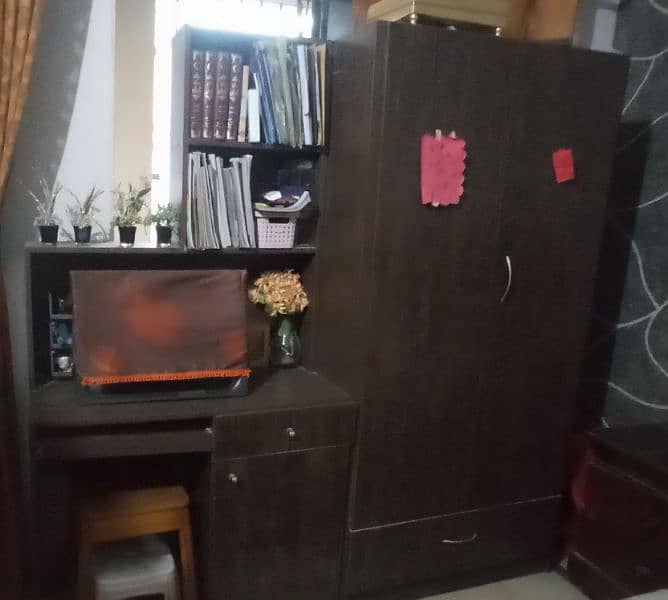 2 door wooden cupboard with study table 0