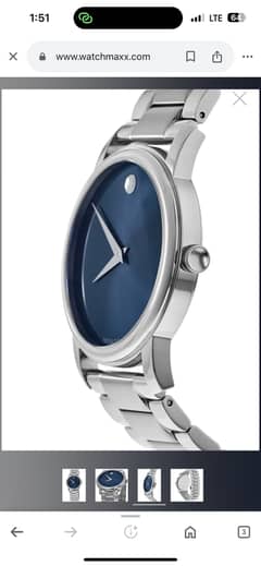 Movado Museum Classic Blue Dial Stainless Steel Men's Watch 2100015