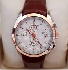 white and rose  gold chronograph watch  date and time working