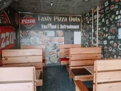 Tasty pizza dots fast food running setup