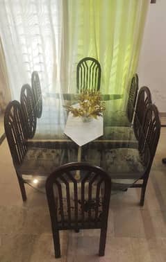 Dinning table, chairs with 12mm Glass Top.