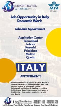 Job Offer availiable in italy boo your apointment now limited time in
