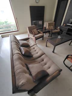 Sofa Set (5 Seater) with Main and Side Tables (3)