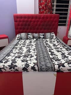 bed with side table