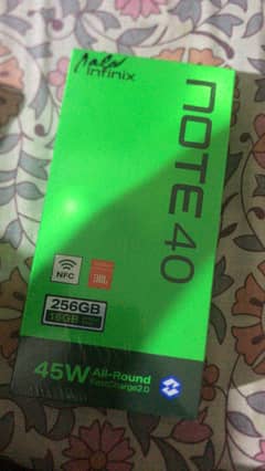 Infinix note 40 box back 16/256