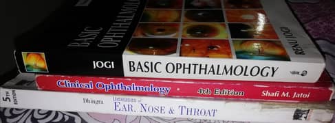 Basic Opthalmology Jogi, Jatoi, ENT Dhingra 4th year medical books