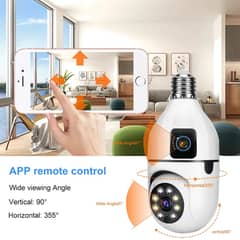 Ptz Wifi dual lens bulb Cctv Security Camera