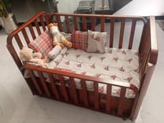 Baby Cot Large Size Solid Pure Wooden with Drawers, Storage and Wheels