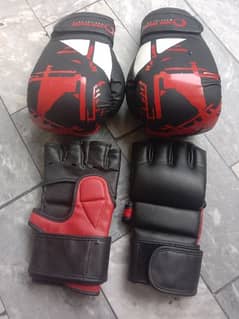 Pair of Boxing and MMA gloves with punching bag