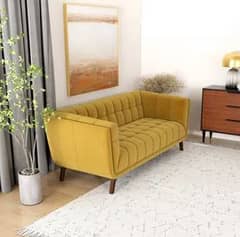 7 Seater, Mid Century Modern Tufted Living Sofa