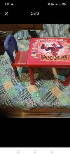 Heavy plastic kids table and writing chair set