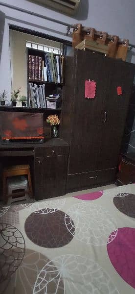 2 door wooden cupboard with study table 1