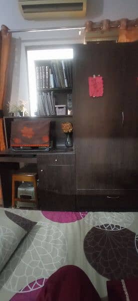 2 door wooden cupboard with study table 3