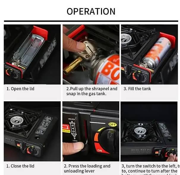 Portable stove , LPG + Butane 2in1, briefcase cartridge stove 4