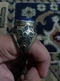 Big size Lajward stone in heavy design ring