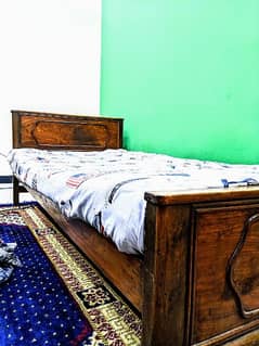 single bed Original wooden single bed with mattress  lush condition
