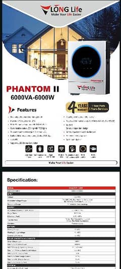 Phantom 2 6kw Ongrid off-grid Hybrid Inverter build in WiFi