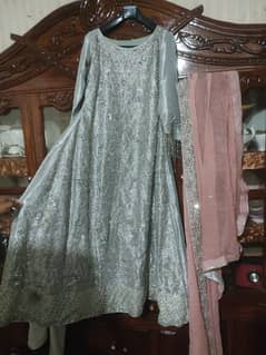 grey color masoori embroided maxi  mob 03025343996