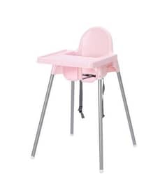 ikea high chair in pink