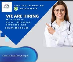 Female nurse and attendant required