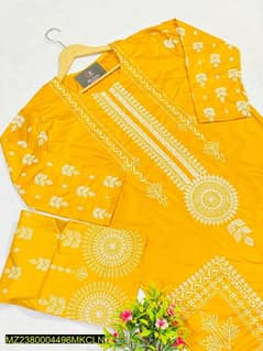 2PC women stitched lawn embroidered shirt and trouser