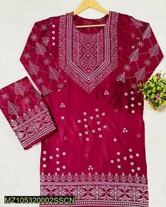 2 PCs woman's stitched Arabic linen printed