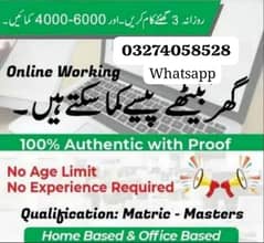 Need Male and Female staff for online work or office work