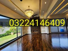 Laminate Wooden Floors Glossy/  PVC Skirting.