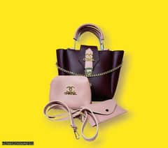 3 PC's hand bag leather