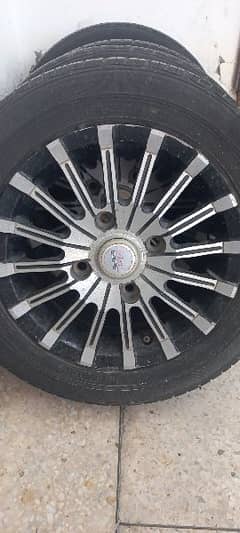 4 Alloy Rim 14 inches with 3 Tyres | urgent sale