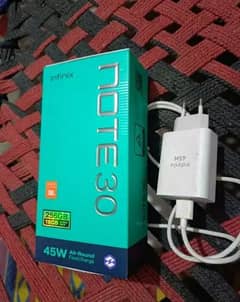 infinix note 30 box pulled 45watt charger