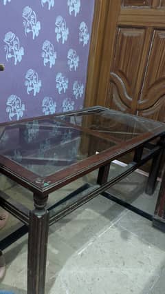 Original wooden Table with glass