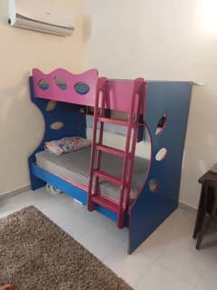 Bunk bed with shelves