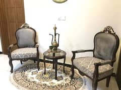 Bedroom Chairs with Coffee Table, Sheesham wood, Moltyfoam