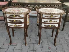 Hand Painted Table with 3 Drawers, Flower Table, Lamp Tables