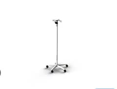 Drip stand with stainless steel body. Mobile stand 5 legs. MEDICARE.