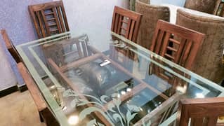6 Seater Durable Glass Top Dining Table