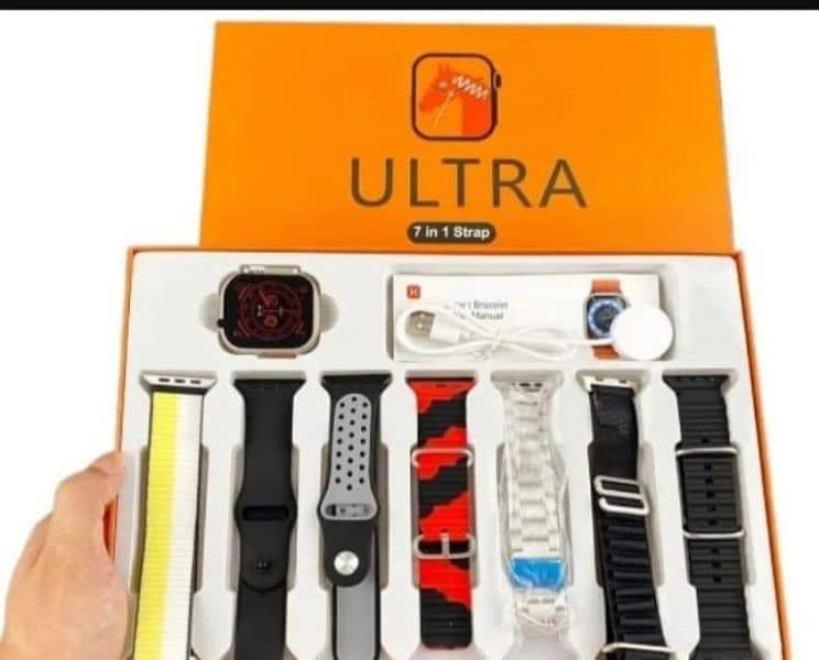 7 in 1 Ultra Smart Watch With 7 straps Free delivery All over Pakistan 1