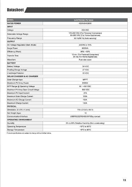 4KW Hybrid PV 5000, Max power Inverter operate with or without battery 1