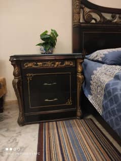 king size bed with spring mattress, dressing table and 3 door cupboard