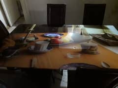 6. Persons dining table one hand used new condition orange & brown
