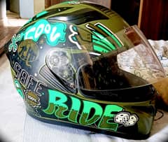 JEKAİ Jk-21 316 Model Closed Helmet with Sun Visor - ( Green Pattern