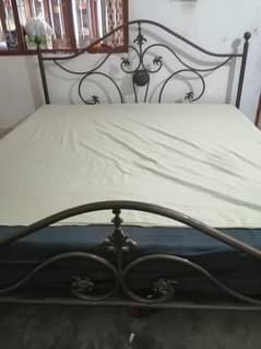 King Size Iron Bed, with free mattress. urgent sale