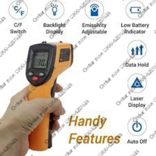 1600 degree LCD Digital Display Infrared Thermometer incubator Non-con 4