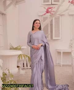 women's unstitched silk plain saree
