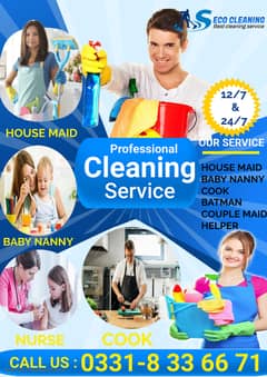 VERIFIED STAFF AVAILABLE 12/7 & 24/7 HOUSE MAID NURSE ATTENDANT COOK