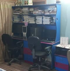 Book shelve cum computer desk , printer table & 2 chairs