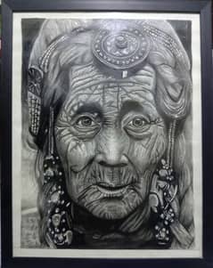 Realistic Pencil Sketch of an Elderly Woman - Exquisite Portrait Art