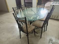 Rod Iron Glass +6 Chairs Dining Table Set For Sale