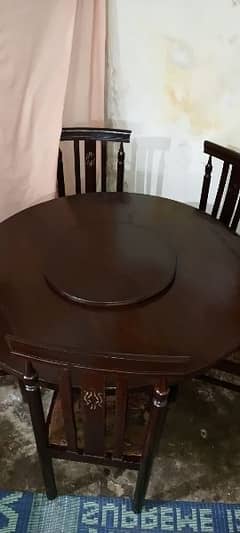 Dinning Table Double Round + 6 wooden chairs